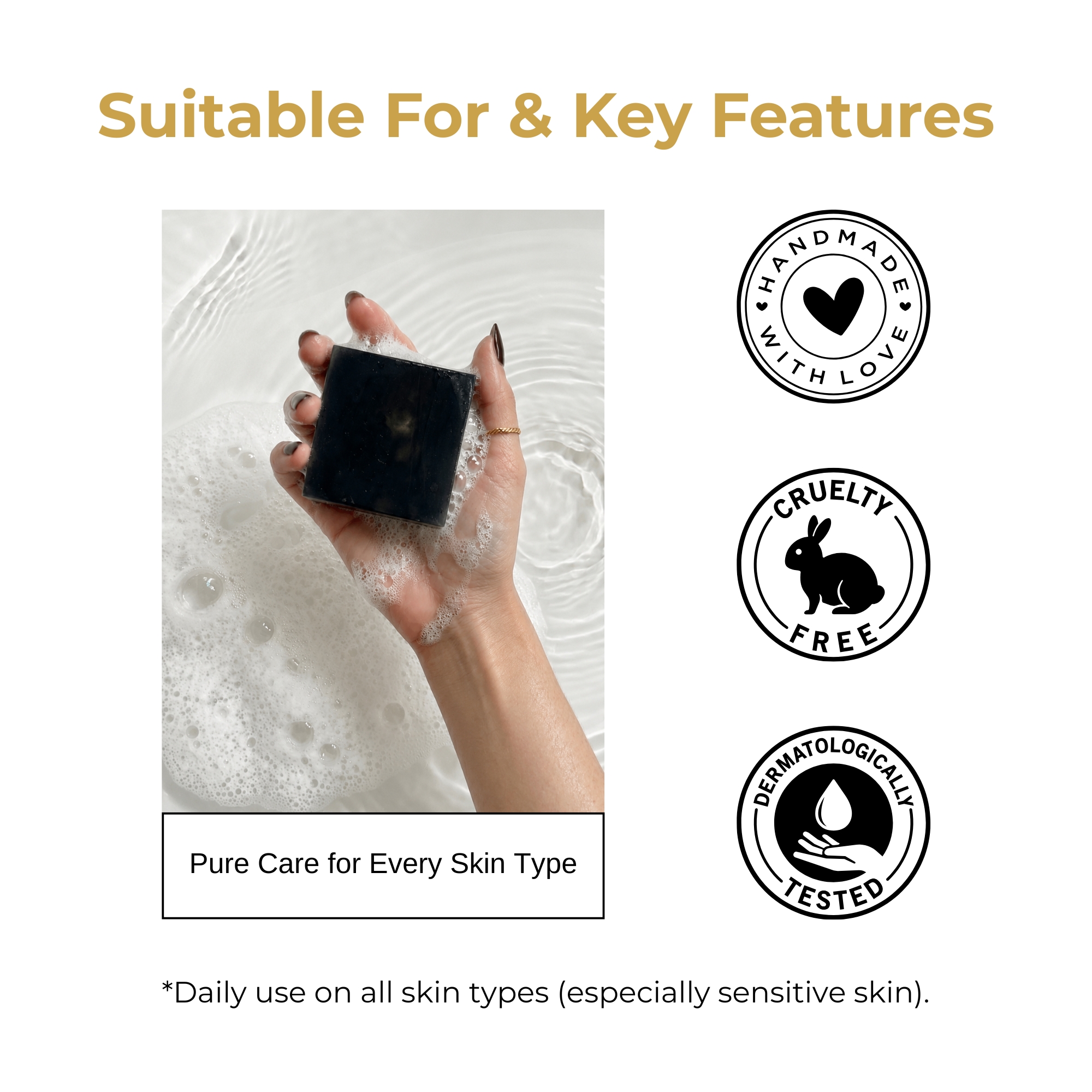 Bare Homeo Charcoal Purify Bath Bar | Activated Charcoal Glycerin Soap | 100 g